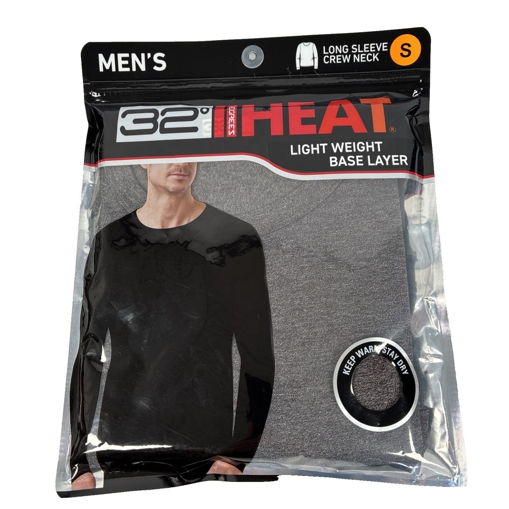 New Mens‎ 32 Degrees Heat Lightweight Base Layer LS Shirt Size Small Gray